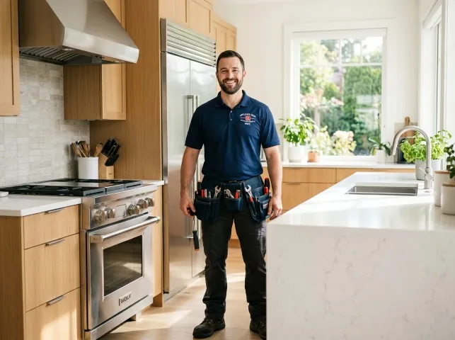 Appliance Repair Hero technician in a Barren Springs, VA kitchen after an appliance repair